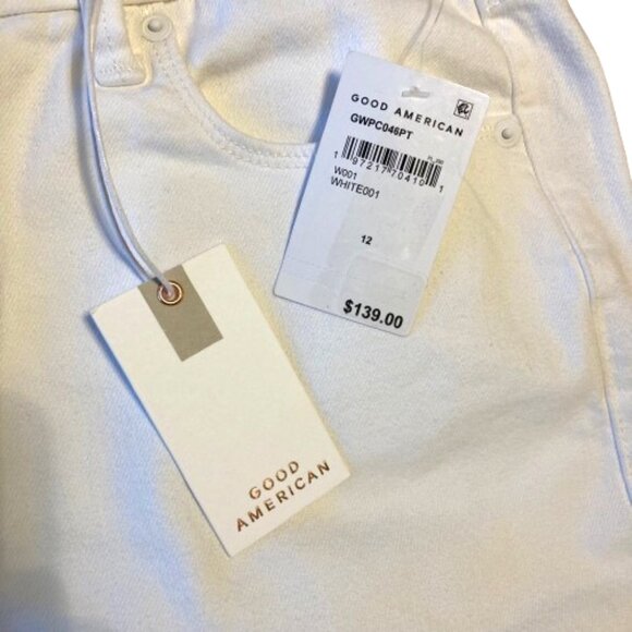 Good American Good Waist Palazzo Crop Jeans Wide Leg Women's 12 White NWT - Picture 4 of 11